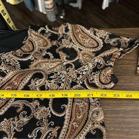 ❤️ TAMARA H. Paisley Print Women's Top - Black and Brown L - Picture 9 of 10